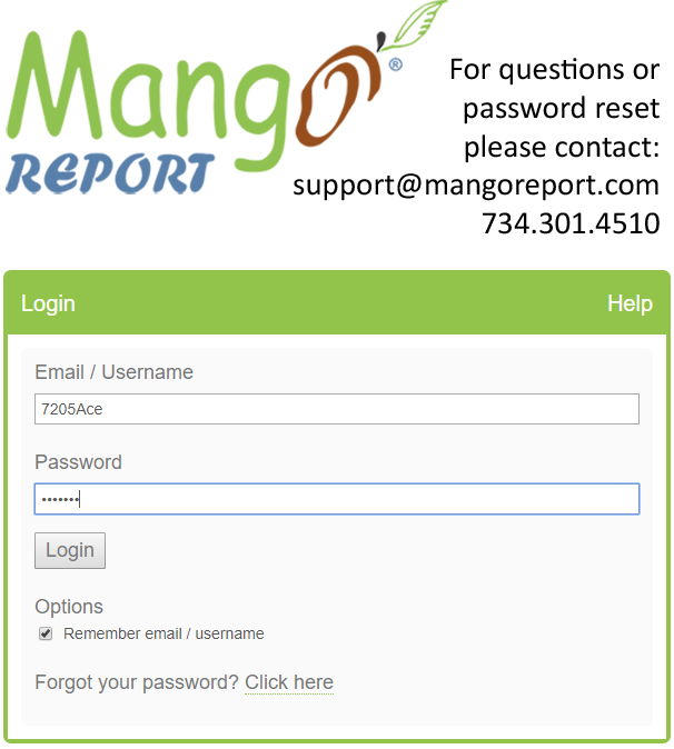 Online Report Access Login Page 