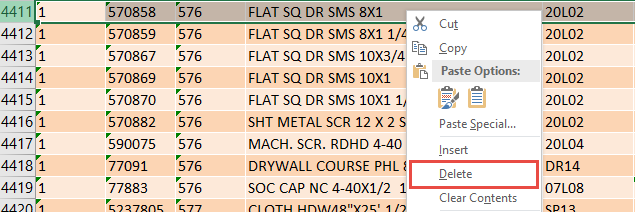 Delete Report Removing SKUs