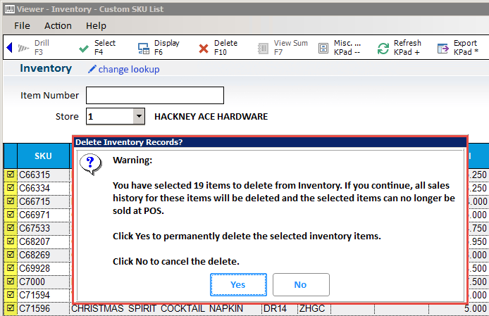 Delete Warning Box