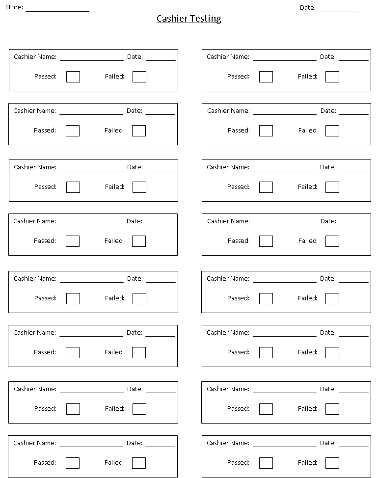 Cashier Testing Document 