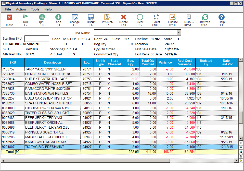 PIP Example for Count Sheets 