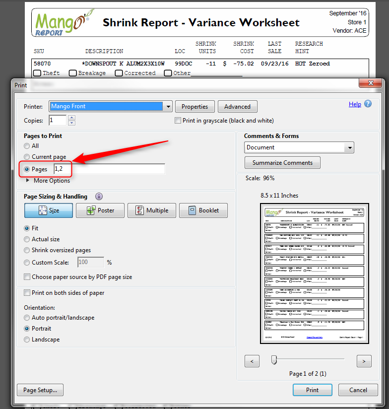 Shrink Report Printing Tip