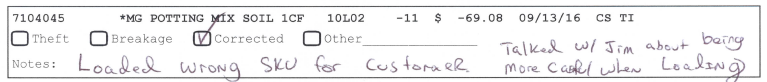 Shrink Report Variance Worksheet SKU: 7104045 