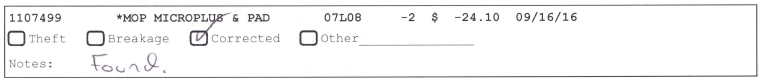 Shrink Report Variance Worksheet SKU: 1107499