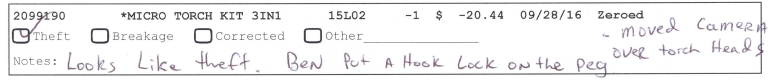 Shrink Report Variance Worksheet SKU: 2099190