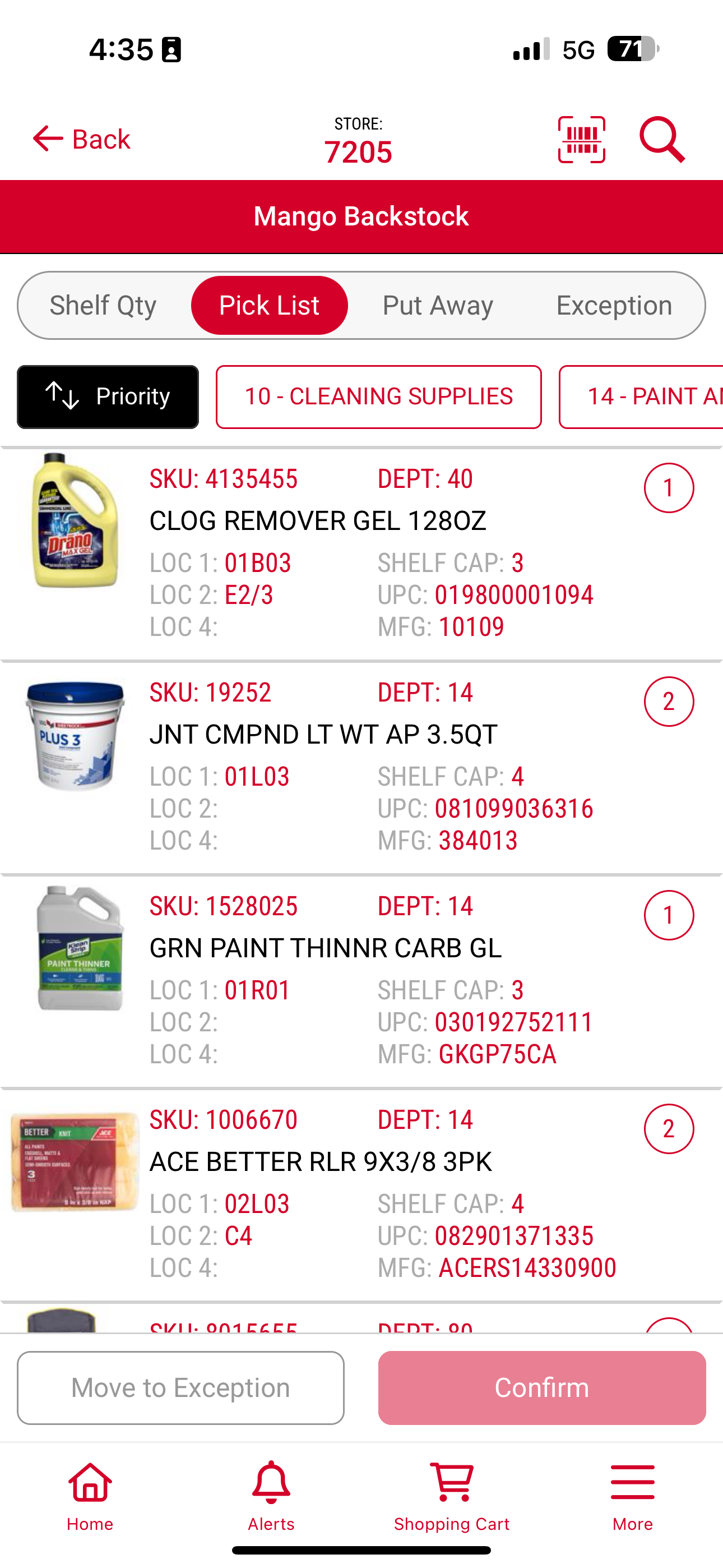 Mango Backstock Pick List with Priority Filter