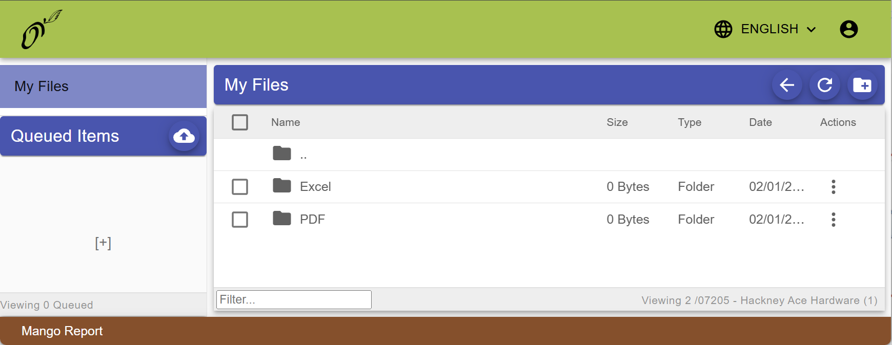 Online Report Access PDF and Excel Folders 