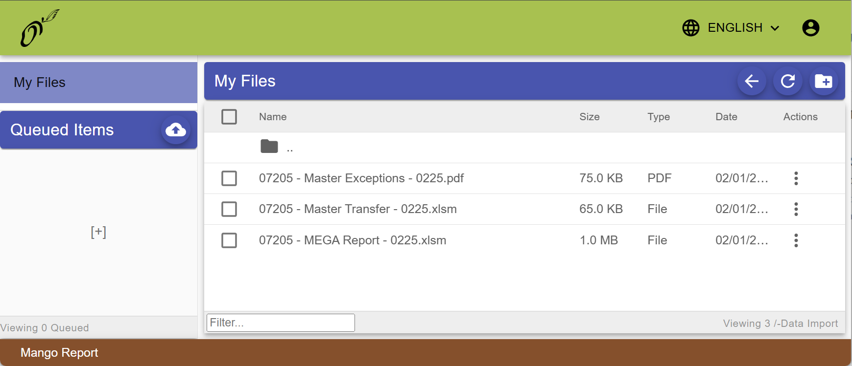 Online Report Access Data Import Folder